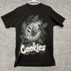 Cookies SF Shaka Wear Mens Medium‎ Black Paisley Graphic T-Shirt Super Max Heavy